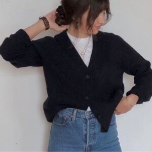 NEW Pacas Baby Alpaca Wool Blend Black Long Cardigan size XS